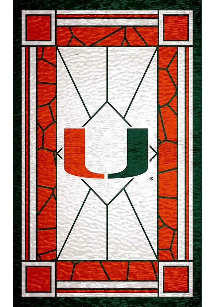 Miami Hurricanes Stained Glass Sign - Orange
