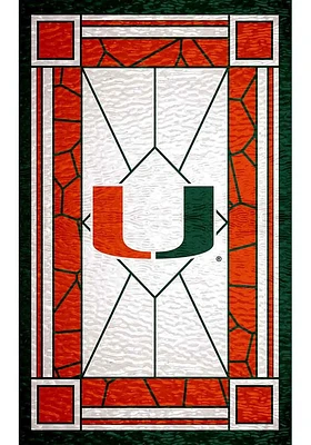 Miami Hurricanes Stained Glass Sign - Orange