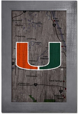 Miami Hurricanes City Map Sign - Orange