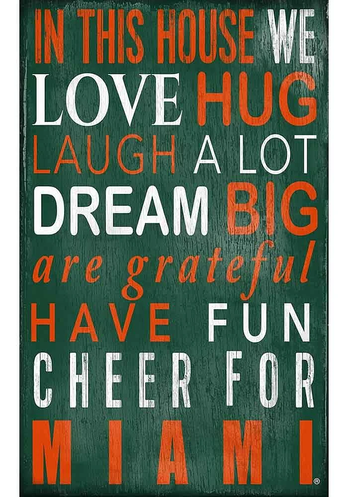 Miami Hurricanes In This House Sign - Orange