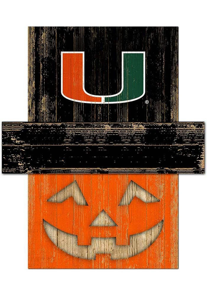 Miami Hurricanes Pumpkin Head Sign - Orange