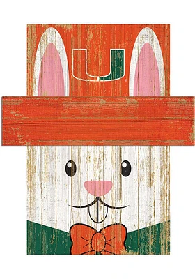 Miami Hurricanes Easter Bunny Head Sign - Orange