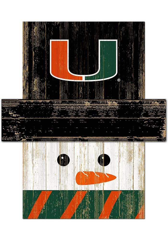 Miami Hurricanes Snowman Head Sign - Orange