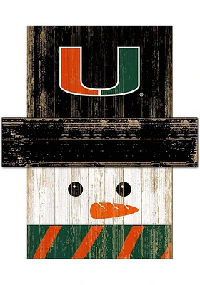 Miami Hurricanes Snowman Head Sign - Orange