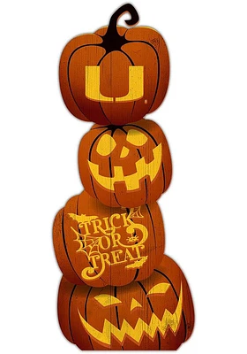 Miami Hurricanes Pumpkin Stack Leaner Sign - Orange