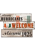 Miami Hurricanes Welcome 3 Plank Sign - Orange