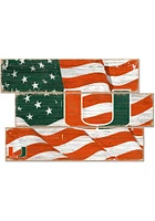 Miami Hurricanes Flag 3 Plank Sign - Orange