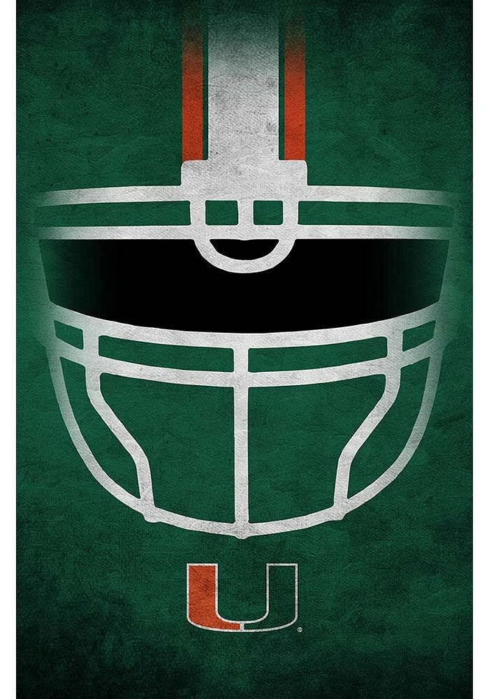 Miami Hurricanes Ghost Helmet 17x26 Sign - Orange