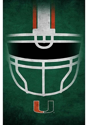Miami Hurricanes Ghost Helmet 17x26 Sign - Orange