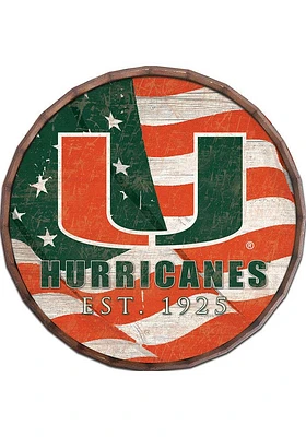 Miami Hurricanes Flag 24 Inch Barrel Top Sign - Orange