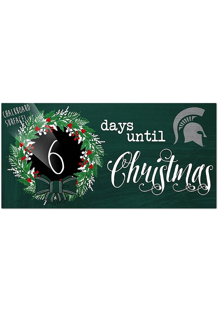 Michigan State Spartans Chalk Christmas Countdown Sign - Green