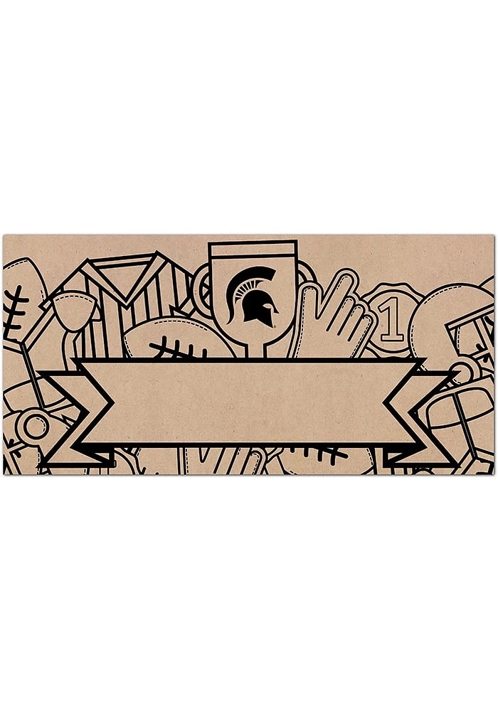 Michigan State Spartans Banner Coloring Sign - Green
