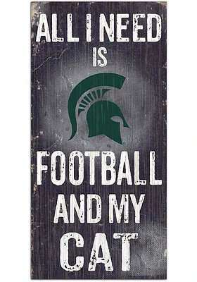 Michigan State Spartans Football and My Cat Sign - Green