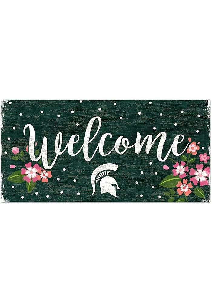 Michigan State Spartans Welcome Floral Sign - Green
