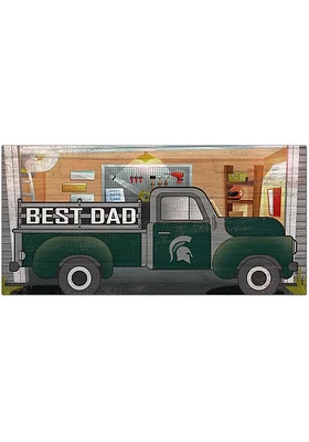 Michigan State Spartans Best Dad Truck Sign - Green