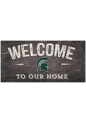 Michigan State Spartans Welcome Distressed Sign - Green