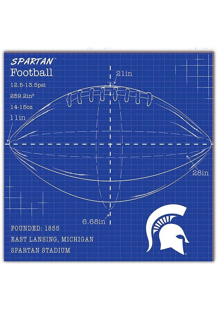 Michigan State Spartans Ball Blueprint Sign - Green
