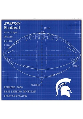 Michigan State Spartans Ball Blueprint Sign - Green