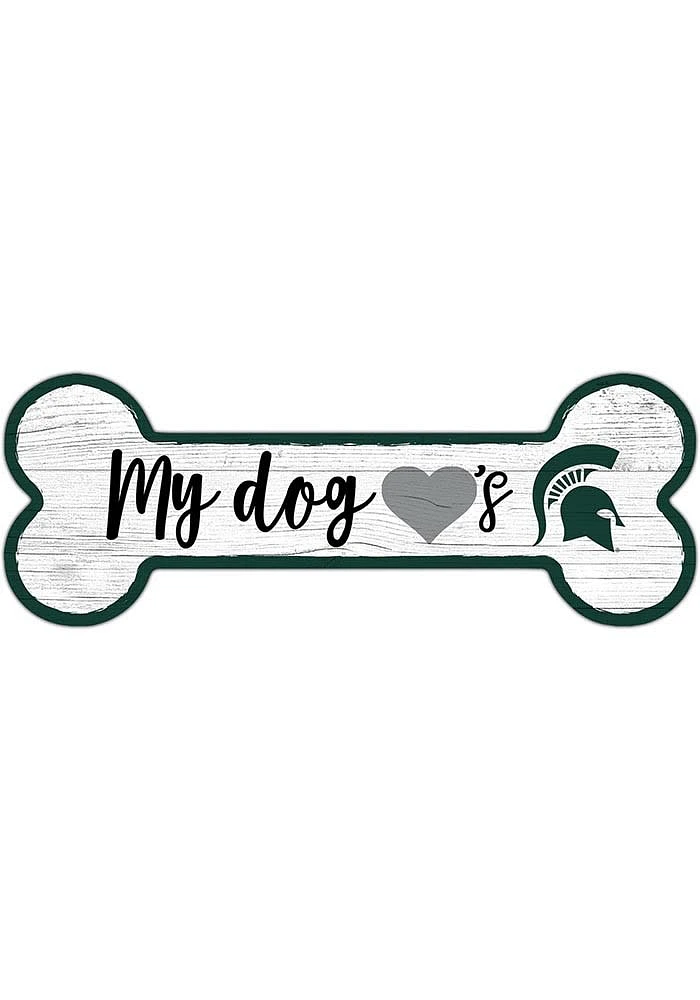 Michigan State Spartans Dog Bone 6x12 Sign - Green