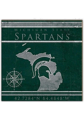 Michigan State Spartans Coordinates Sign - Green