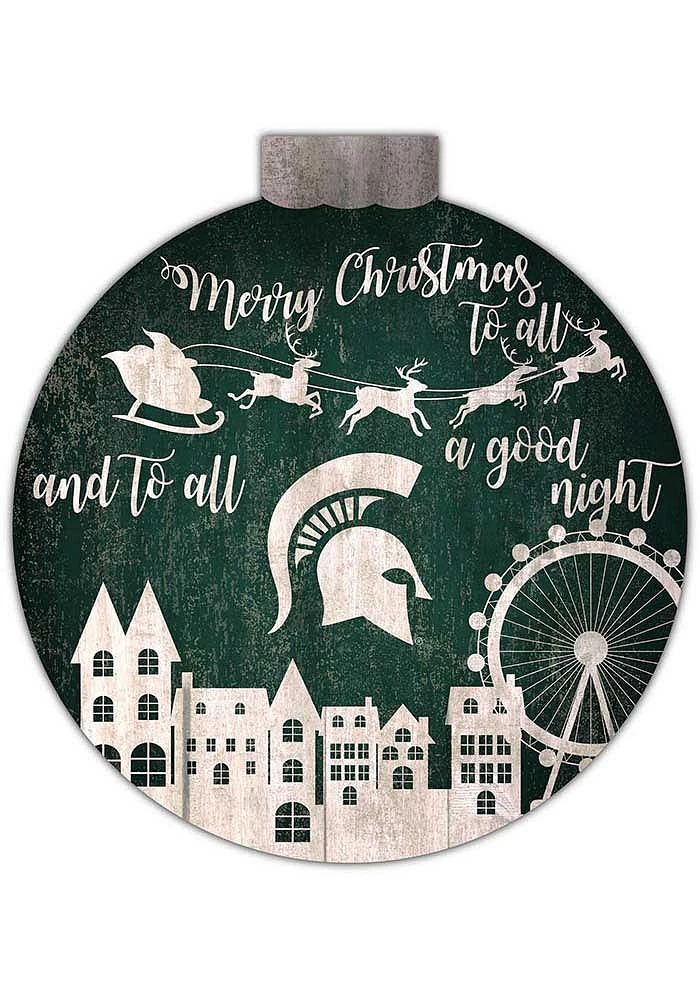 Michigan State Spartans Christmas Village Sign - Green