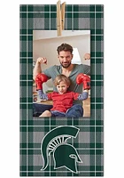Michigan State Spartans Plaid Clothespin Sign - Green