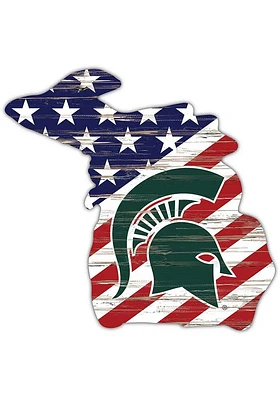 Michigan State Spartans 12 Inch USA State Cutout Sign - Green