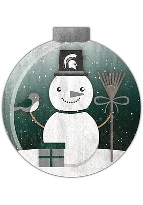 Michigan State Spartans Snowglobe 12 Inch Sign - Green