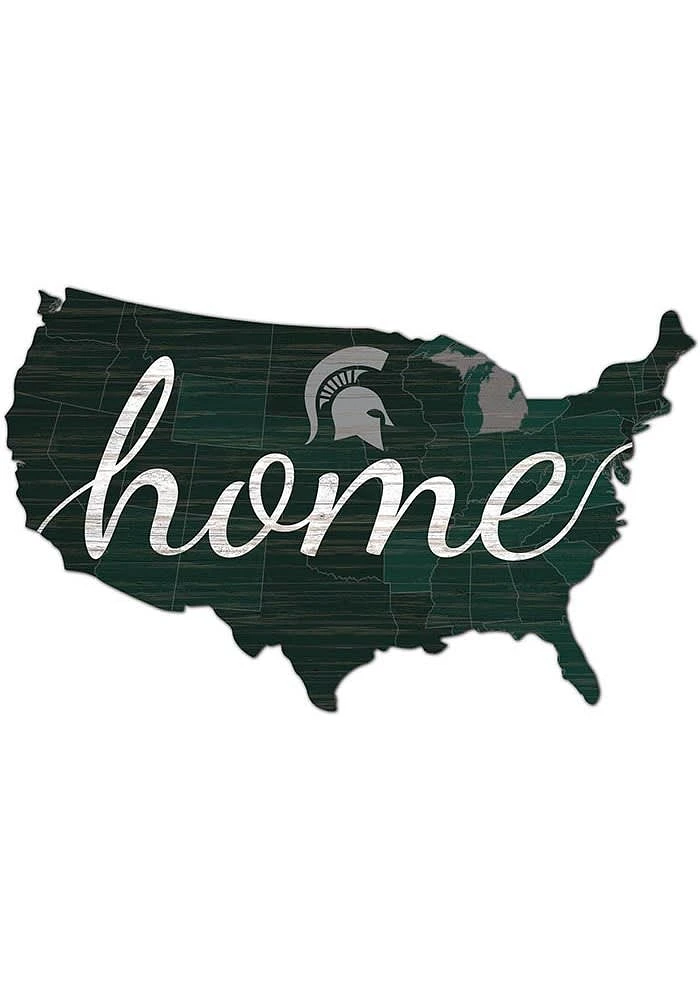 Michigan State Spartans USA Shape Cutout Sign - Green