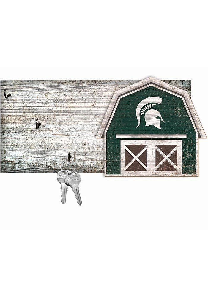 Michigan State Spartans Team Barn Key Holder Sign - Green