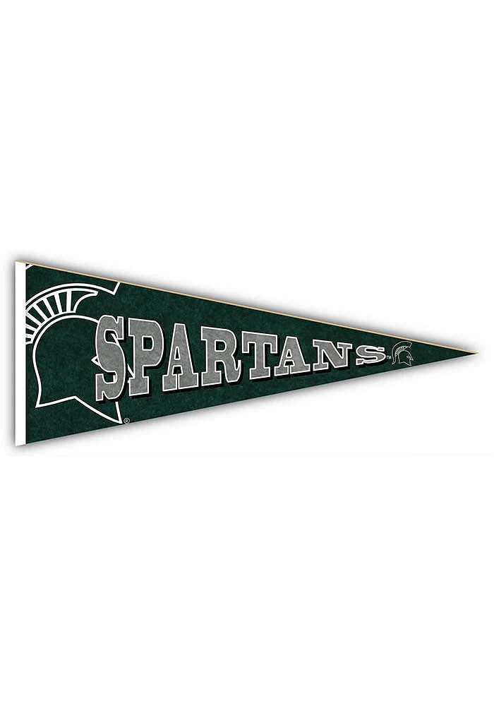 Michigan State Spartans Wood Pennant Sign - Green