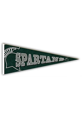 Michigan State Spartans Wood Pennant Sign - Green