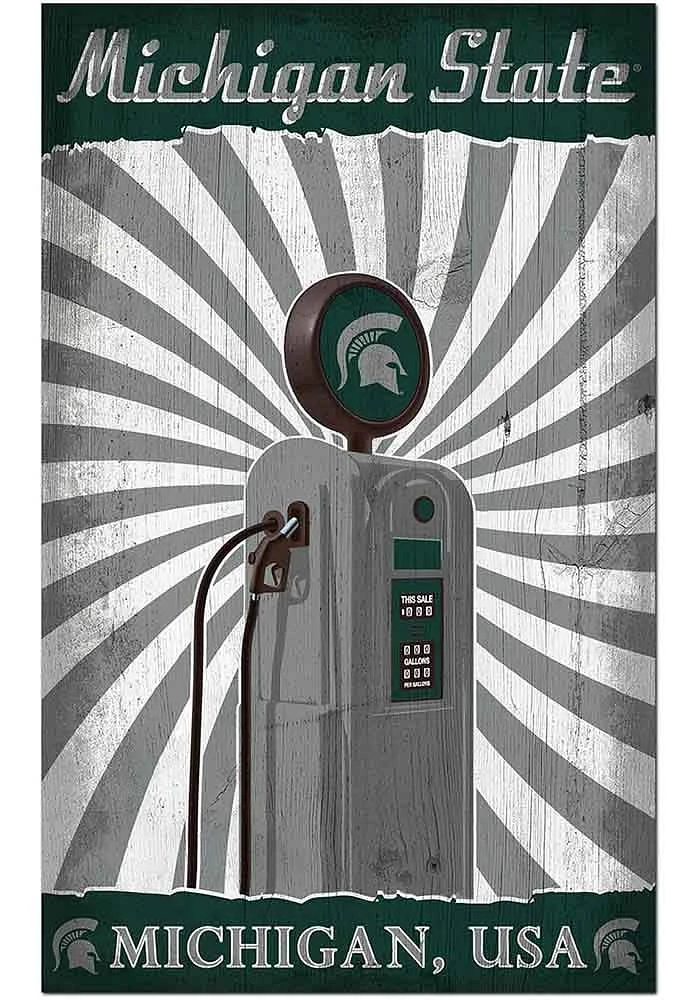 Michigan State Spartans Retro Pump Location Sign - Green