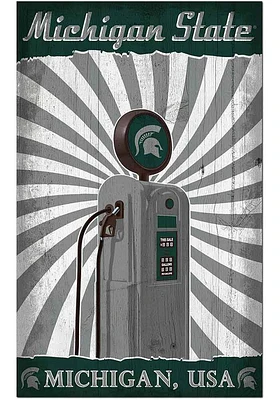 Michigan State Spartans Retro Pump Location Sign - Green