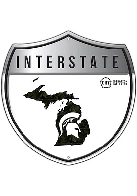 Michigan State Spartans 24in OHT Camo Interstate Sign - Green