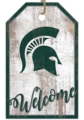 Michigan State Spartans Welcome Team Tag Sign - Green