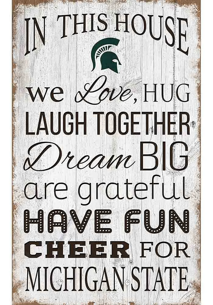 Michigan State Spartans In This House 11x19 Sign - Green