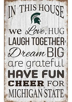 Michigan State Spartans In This House 11x19 Sign - Green