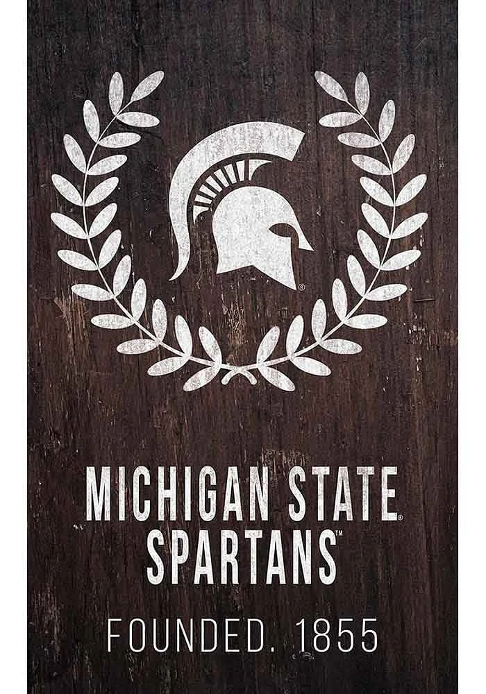 Michigan State Spartans Laurel Wreath Sign - Green