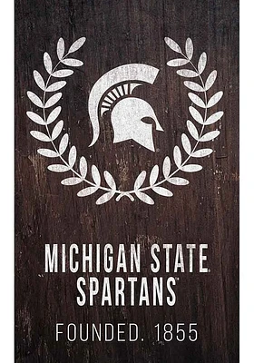 Michigan State Spartans Laurel Wreath Sign - Green