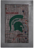 Michigan State Spartans City Map Sign - Green