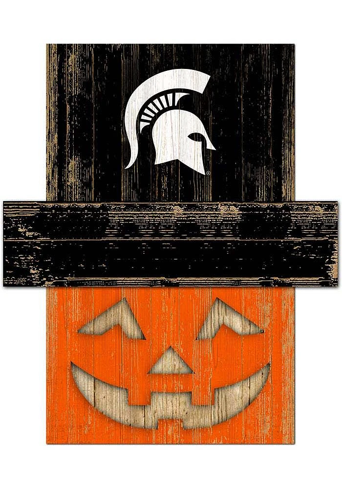 Michigan State Spartans Pumpkin Head Sign - Green