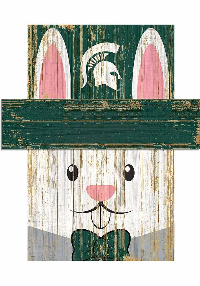 Michigan State Spartans Easter Bunny Head Sign - Green