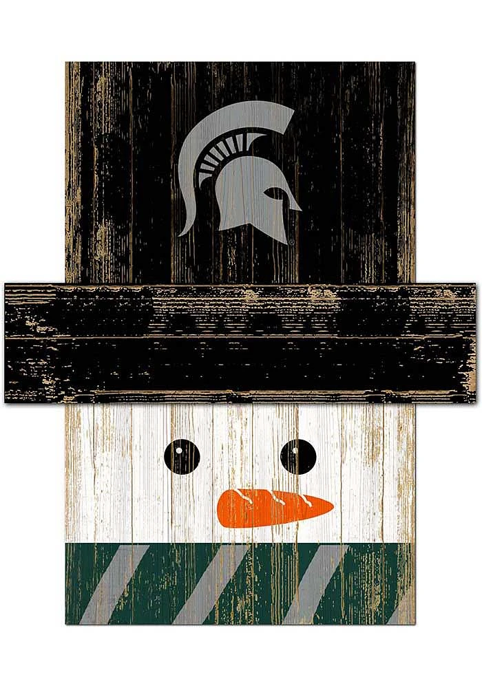 Michigan State Spartans Snowman Head Sign - Green