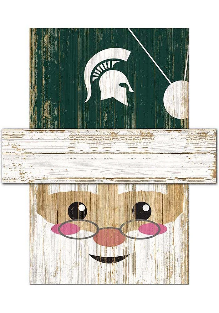 Michigan State Spartans Santa Head Sign - Green