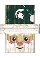 Michigan State Spartans Santa Head Sign - Green