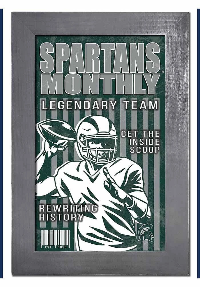 Michigan State Spartans 11x19 Framed Monthly Sign - Green