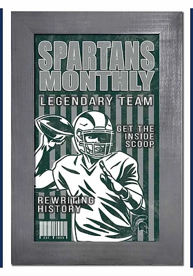 Michigan State Spartans 11x19 Framed Monthly Sign - Green