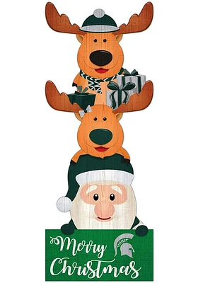 Michigan State Spartans 31 Inch Santa Stack Leaner Sign - Green