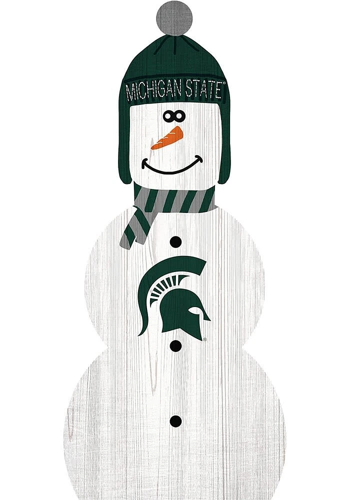 Michigan State Spartans Snowman Leaner Sign - Green